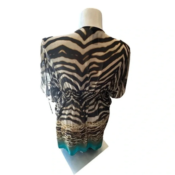 Bisou Bisou Animal Print Cold Shoulder Midi Dress Size 20W - Picture 2 of 4